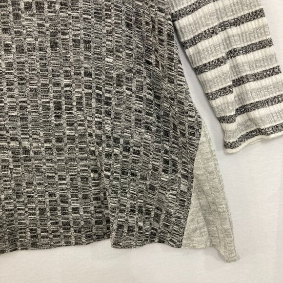 Barbara Katz size XL Gray Color-Block Stretch Knit 3/4 Sleeve Pullover Top - Picture 4 of 10
